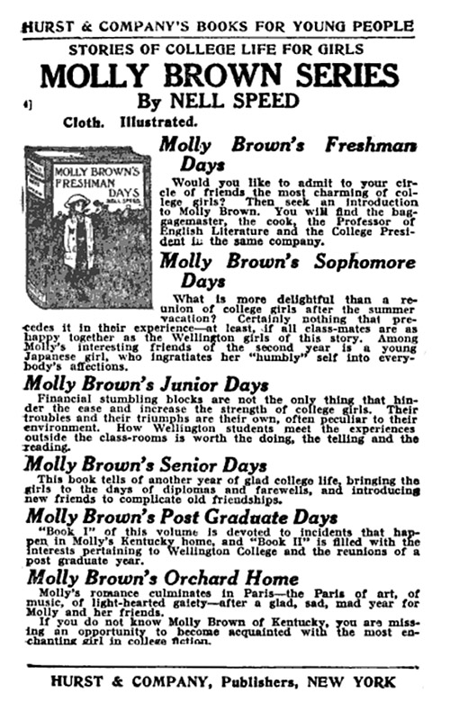 Molly Brown Series: Stories of College Life for Girls, 1914 advertisement