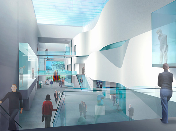 Architect’s rendering (Rick Mather) of VMFA Atrium (anticipated completion late 2009) with LeWitt 